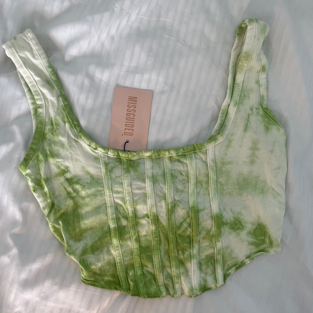 Misguided Green Tie Dye Corset Crop Top - Tag Still Attatched